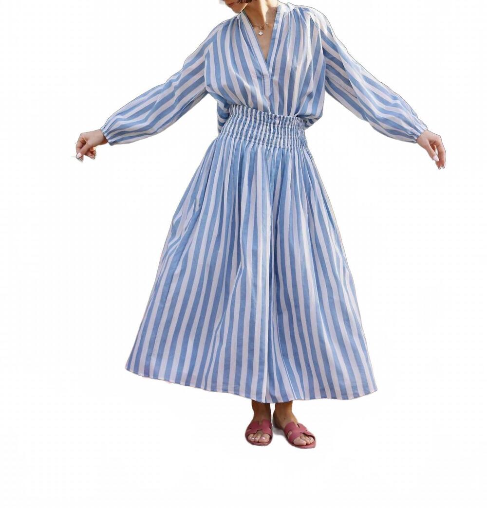 NEW MAISON MARIGOLD porto maxi skirt in blue stripe